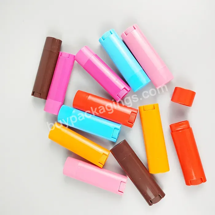 Free Sample 4.5g Oval Lip Balm Container 5g Pink Red Yellow Cosmetic Lipstick Plastic Tube