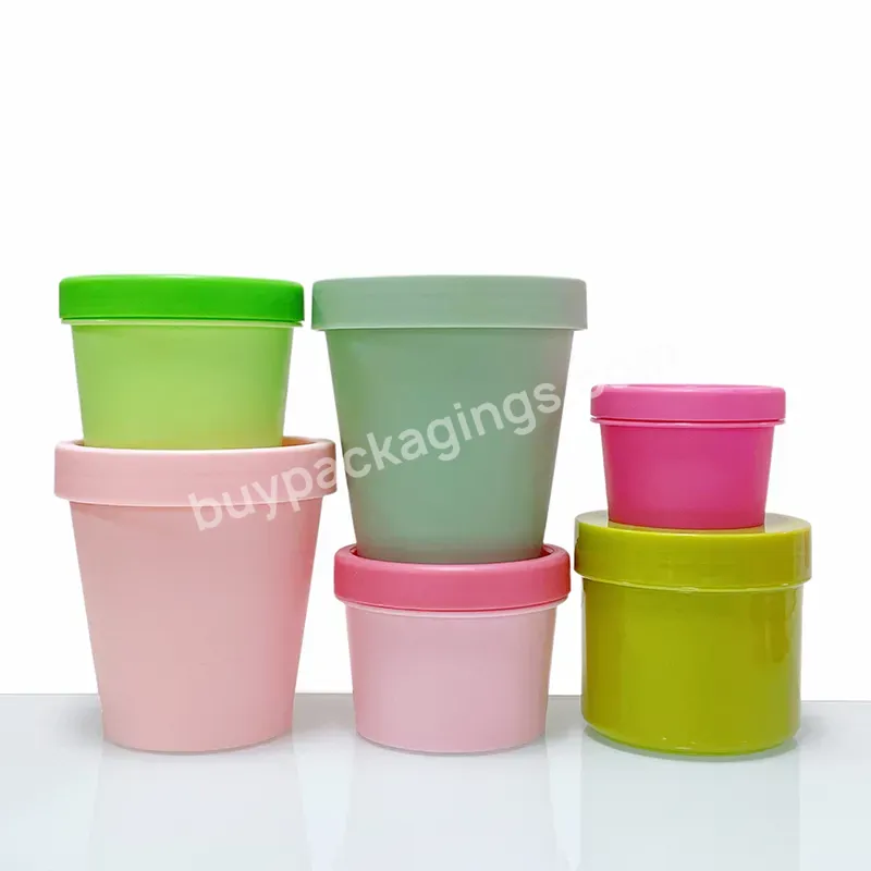 Free Sample 50ml 100ml 200ml Green Pink Empty Jars Cosmetic Cream Plastic Body Lip Scrub Container Jar With Lid - Buy Lip Scrub Container,Body Scrub Containers,Private Label Custom Logo Body Scrub Jar.