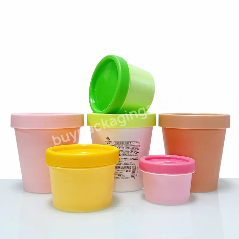 Free Sample 50ml 100ml 200ml Green Pink Empty Jars Cosmetic Cream Plastic Body Lip Scrub Container Jar With Lid