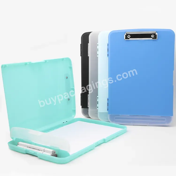 Free Sample A3 A4 Size Waterproof Storage Box File Organizer With Butterfly Clip Plastic File Folders Nursing Storage Clipboard