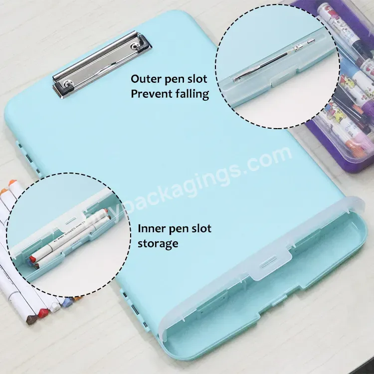 Free Sample A3 A4 Size Waterproof Storage Box File Organizer With Butterfly Clip Plastic File Folders Nursing Storage Clipboard