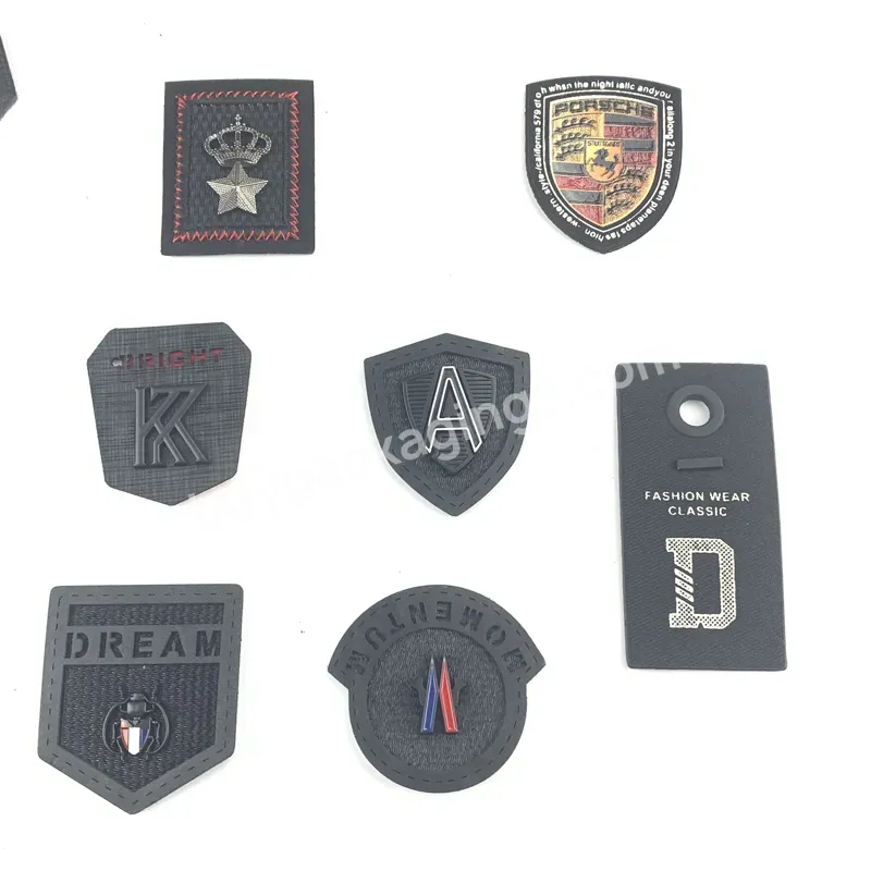 Free Sample Black Leather Label Metal Badges Custom Logo Clothes Patches For Boots Jacket Coat Garment