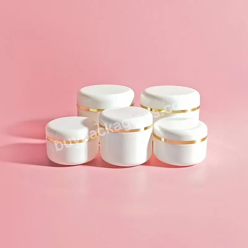 Free Sample Cosmetic Body Lotion Container 200g White Plastic Face Round Cream Jar With Silver Edge Body Cream Jars