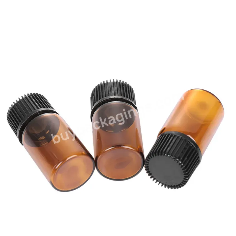 Free Sample Cosmetic Essential Oil Small Capacity Glass Vial 1ml 2ml 3ml Amber Glass Perfume Dropper Bottle