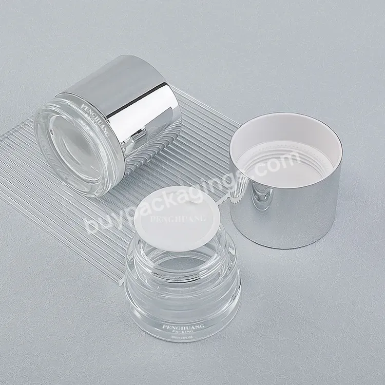 Free Sample Cosmetic Glass Jars 50g Skin Care Packaging Luxury Cream Lotion Glass Jar With Electroplate Silver Cap