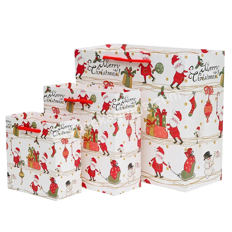 Free Sample Different Sizes Santa Claus Packaging Gift Paper Bags For Christmas