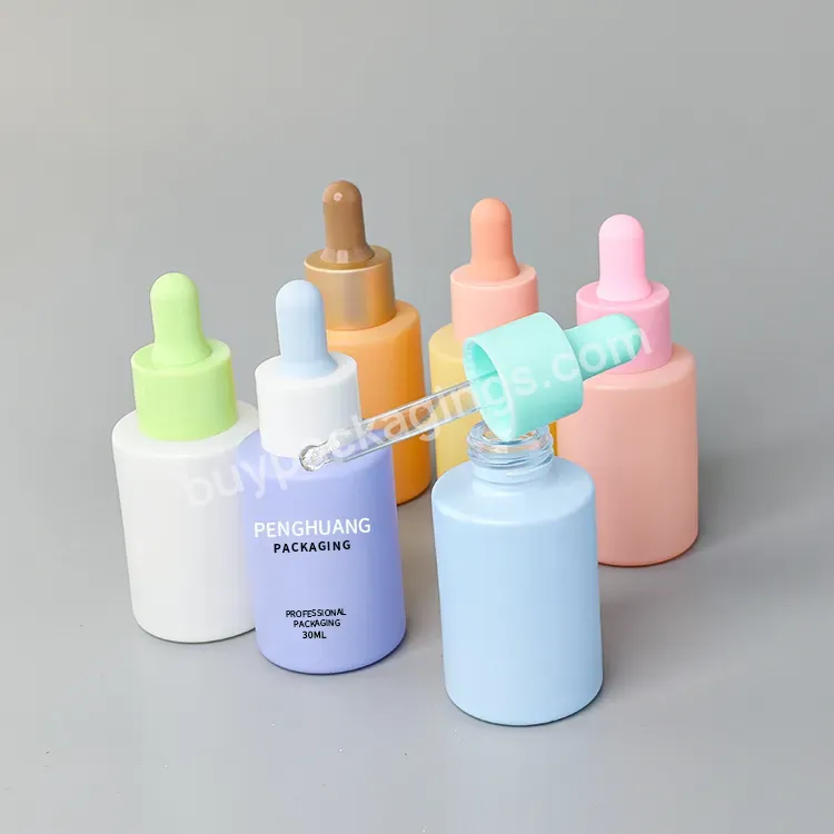 Free Sample Dropper Serum Bottle 30ml Painted Colorful Dropper Glass Essential Oil Serum Bottle