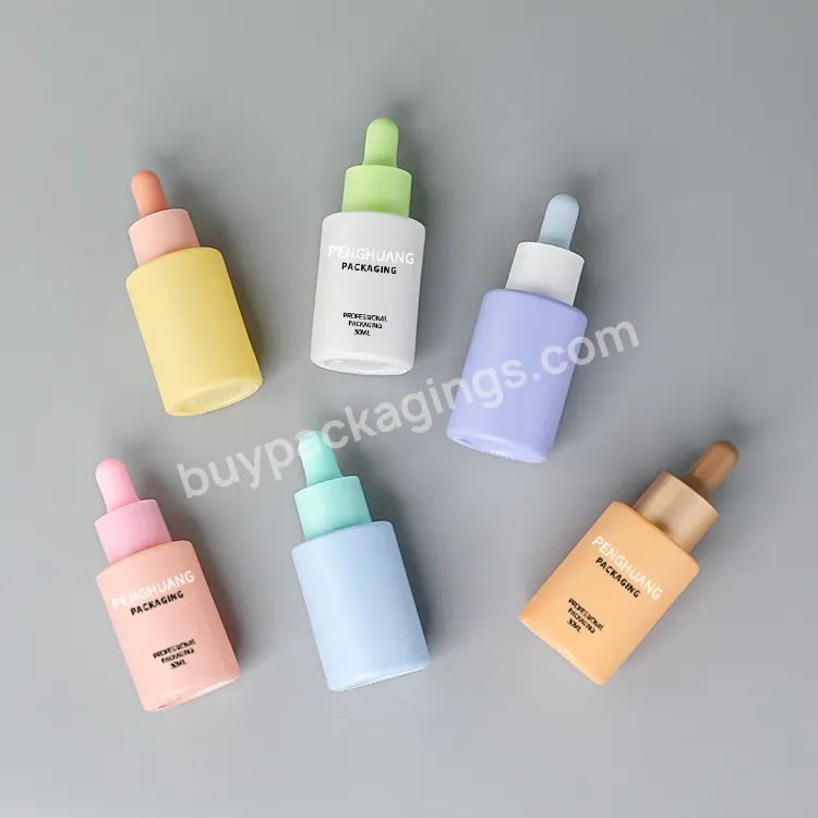 Free Sample Dropper Serum Bottle 30ml Painted Colorful Dropper Glass Essential Oil Serum Bottle