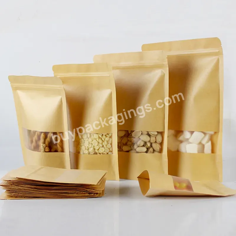 Free Sample Environmentally Friendly Self Sealing Brown Kraft Paper Vertical Zipper Bag