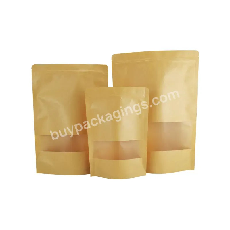 Free Sample Environmentally Friendly Self Sealing Brown Kraft Paper Vertical Zipper Bag