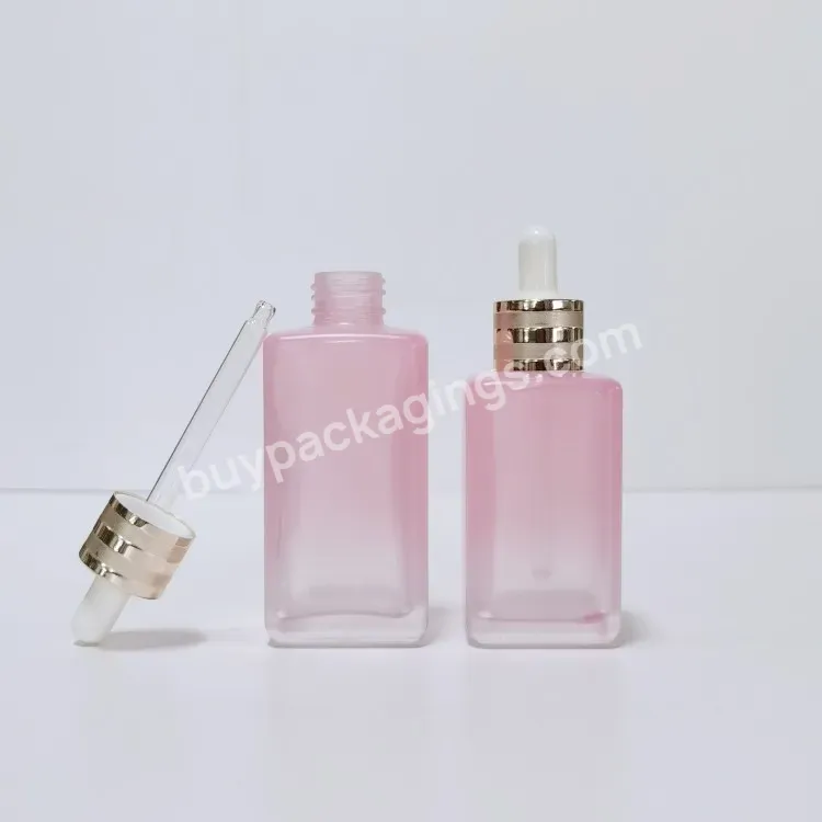 Free Sample Factory Custom Cosmetic Square Clear Glass Pipette Serum Bottles 30ml Essential Oil Rectangle Glass Dropper Bottle