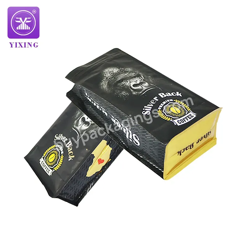 Free Sample Flat Bottom Custom Printed Package Stand Up Pouch Compostable Coffee Bag With Valve And Ziplock