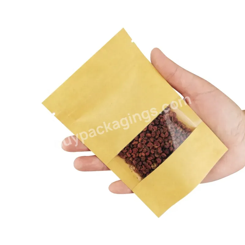 Free Sample Food Packaging Brown Hd Clear Window Kraft Paper Zipper Bag