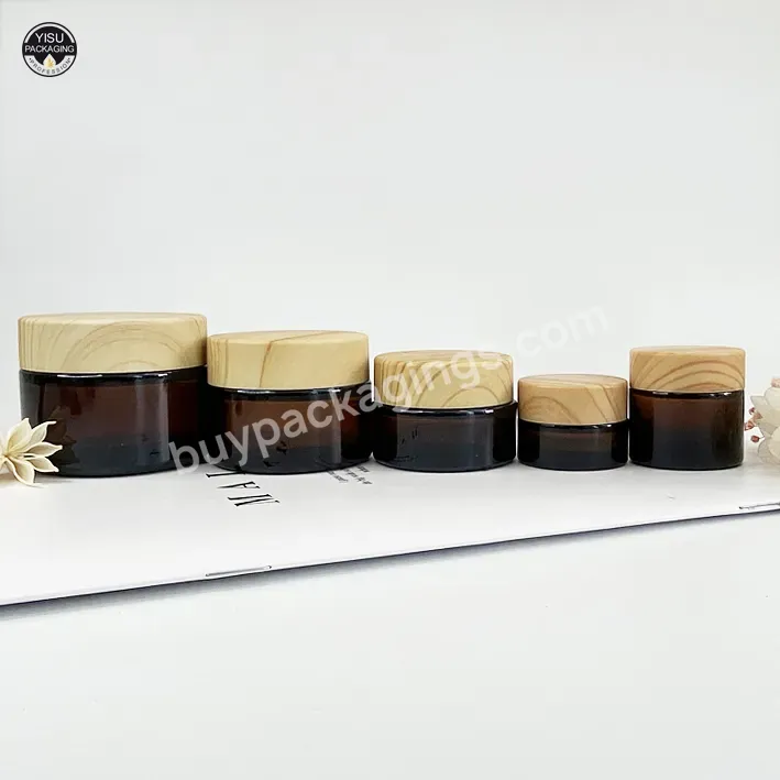 Free Sample Glass Jar Containers Bamboo Cream Jar Frosted Glass Jar With Bamboo Wooden Lid