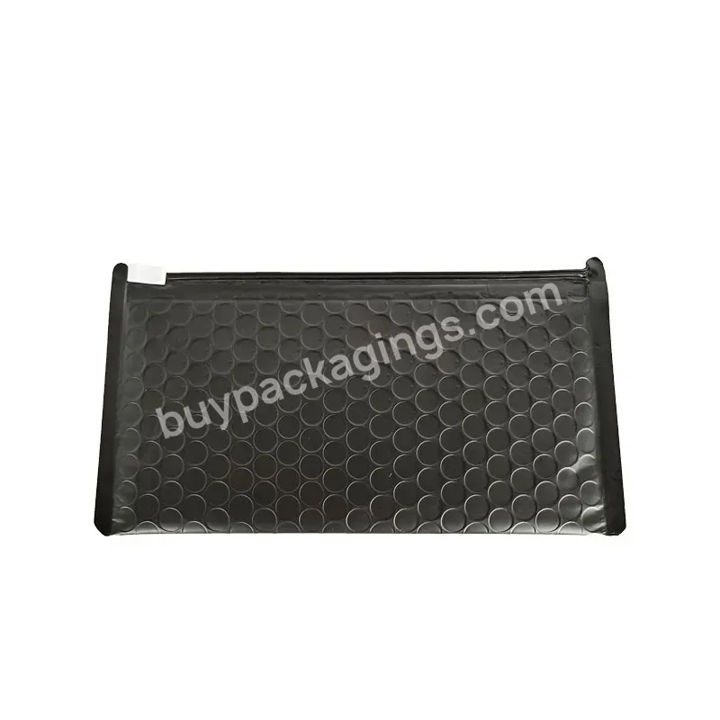 Free Sample Long Packaging Zip Lock Pouch Padded Plastic Packaging Bolsas Custom Zipper Black Plastic Mailer Ziplock Bubble Bag