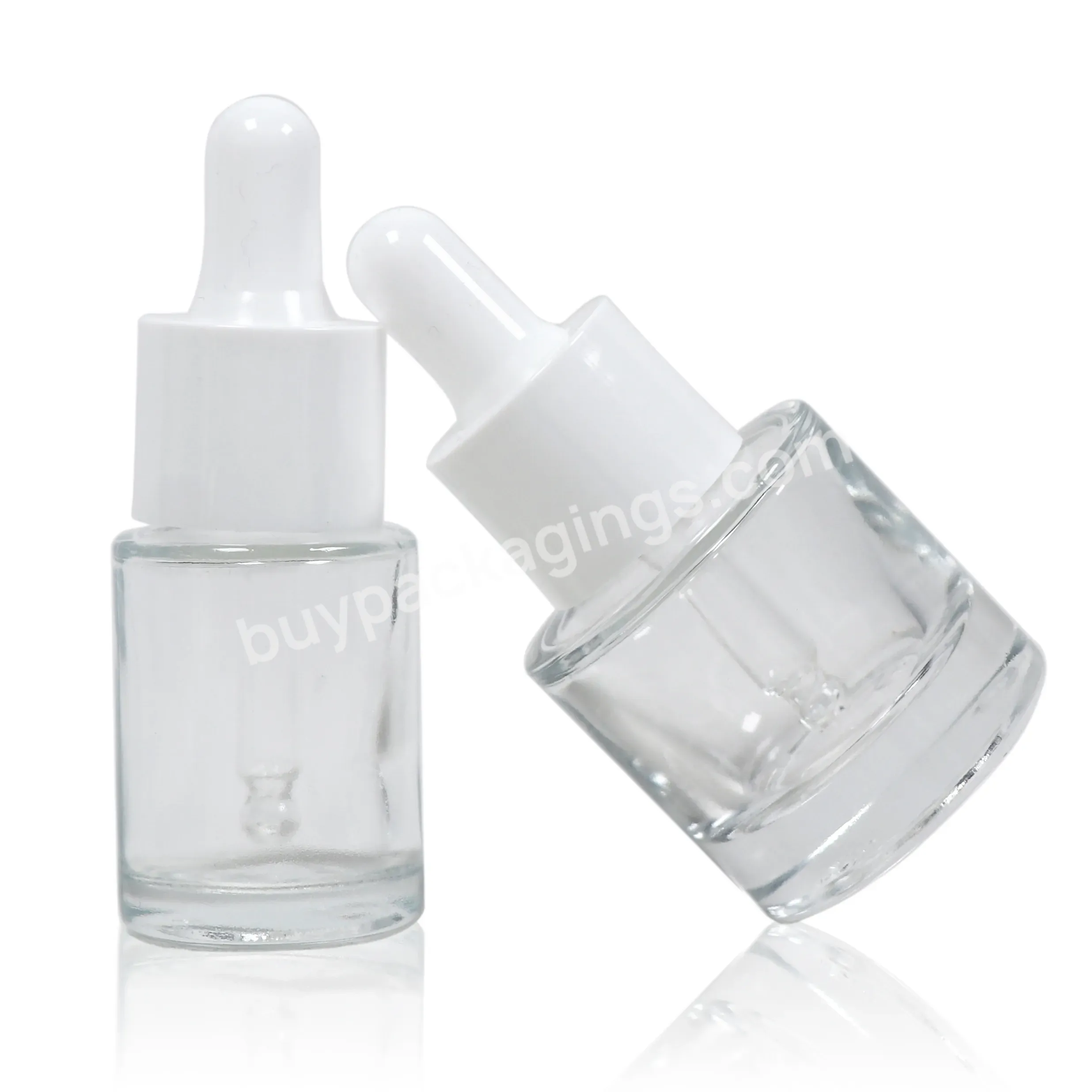 Free Sample Small Size 1oz 30ml Clear Glass Flat Shoulder Serum Dropper Glass Bottle