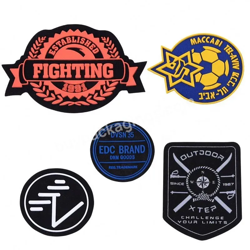 Free Sample Soft Pvc Textile Label Wholesale Embossed 3d Logo Tactical Custom Rubber Patch For Clothing