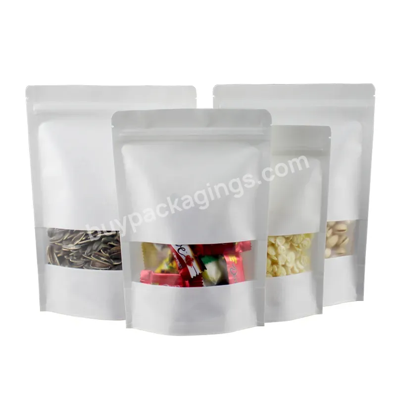 Free Sample Vertical White Kraft Paper Heat Sealed Zipper Food Bag