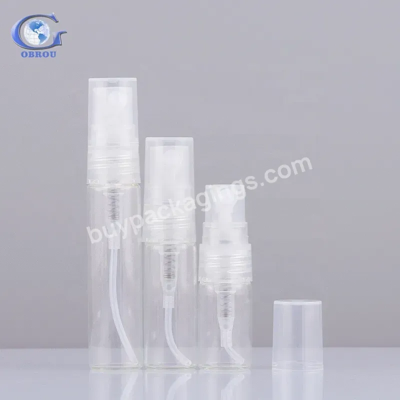 Free Sample Wholesale Small Volume Empty 2ml 3ml 5ml Custom Screw Clear Spray Glass Perfume Bottles