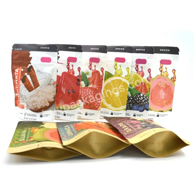 Free Samples Compostable Bags 100% Biodegradable Flat Bottom Stand Up Kraft Paper Zip Lock Pouch