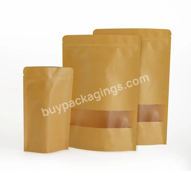 Free Samples Standing Up Pouches Brown Kraft Paper Bag With Window