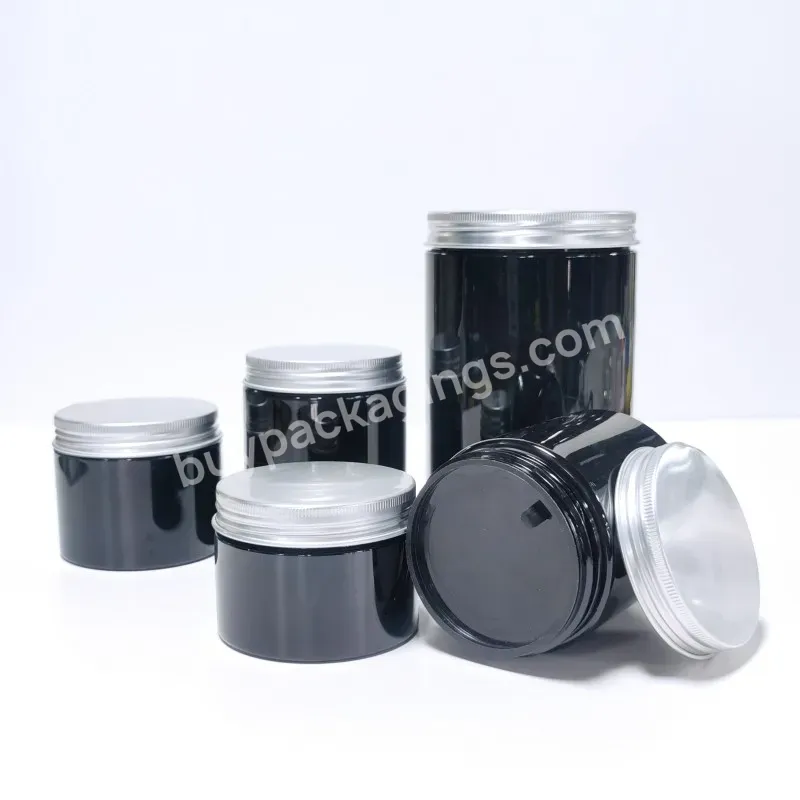 Free Samples Wholesale Empty Black Round Pet Cosmetics Storage Plastic Jars With Sliver Lids