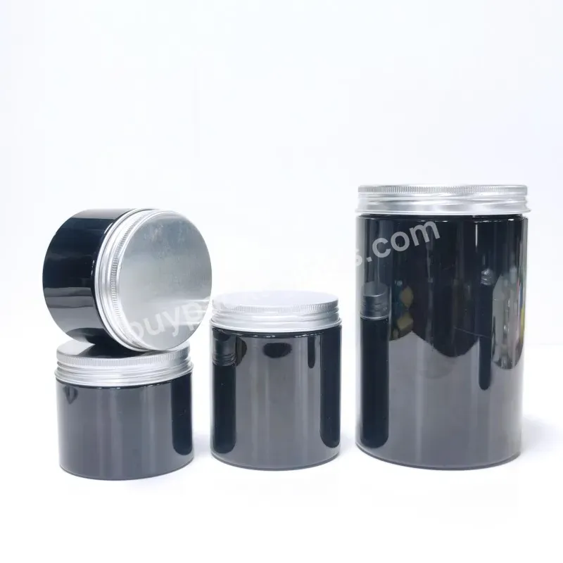 Free Samples Wholesale Empty Black Round Pet Cosmetics Storage Plastic Jars With Sliver Lids