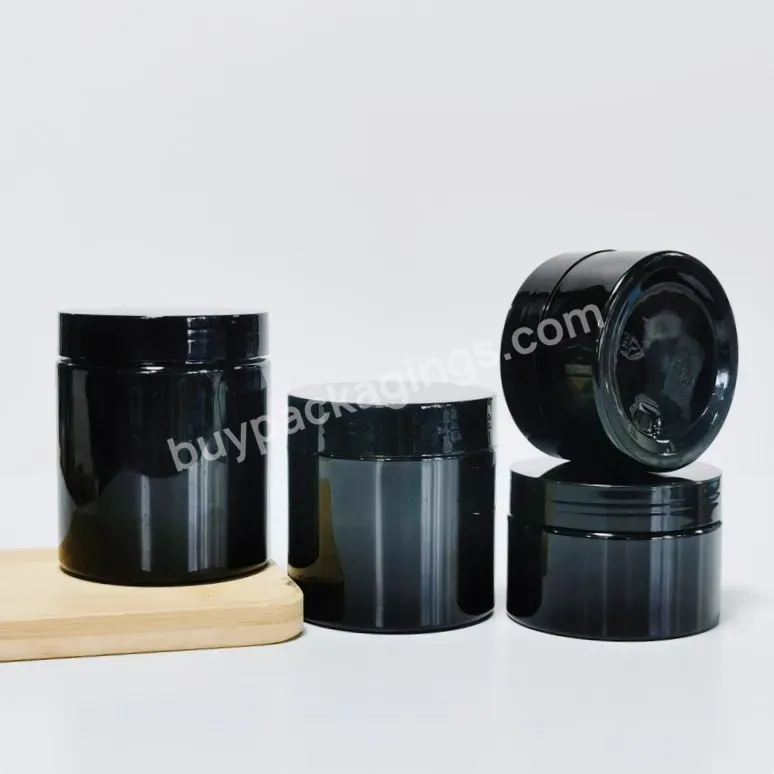 Free Samples Wholesale Empty Black Round Pet Cosmetics Storage Thickened Plastic Jars With Lids