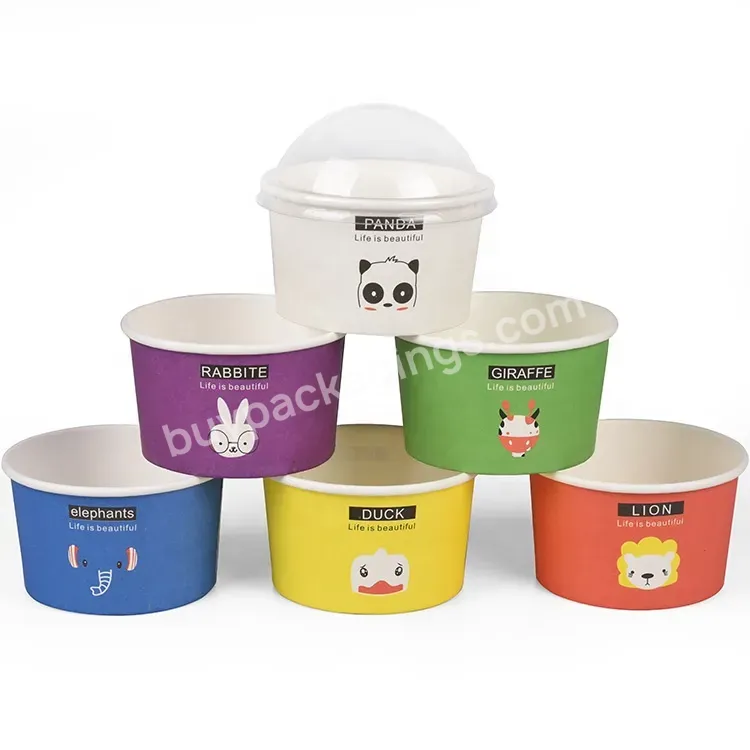 Free Shipping Food Grade Recycled Disposable Frozen Yogurt Ice Cream Paper Cups With Lid