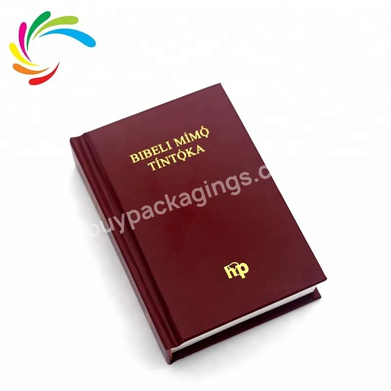 Free Stamping Custom Red Leather Bound Hard Cover Bible Paper Book Printing