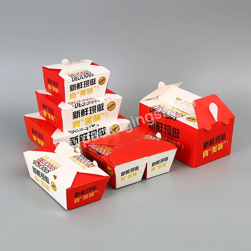 Fried Chicken Fried Food Safety Packaging Box Fast Food Take Away Packaging Box With Handle