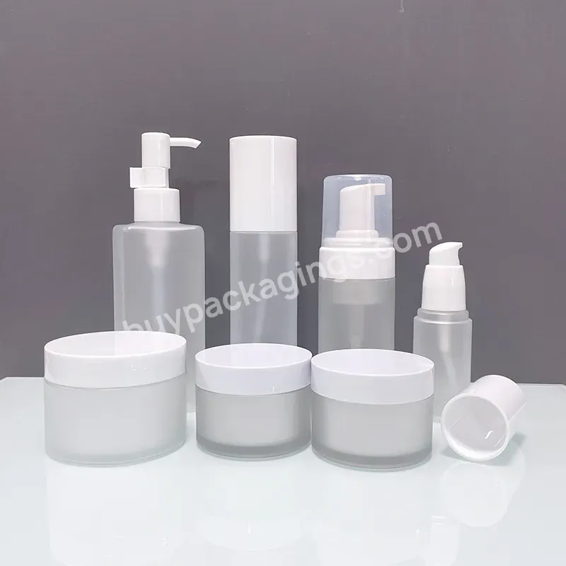 Frosted 50g 120ml Plastic Cosmetic Lotion Pump Container Packaging Bottle Jar Set For Skincare Cream Lotion