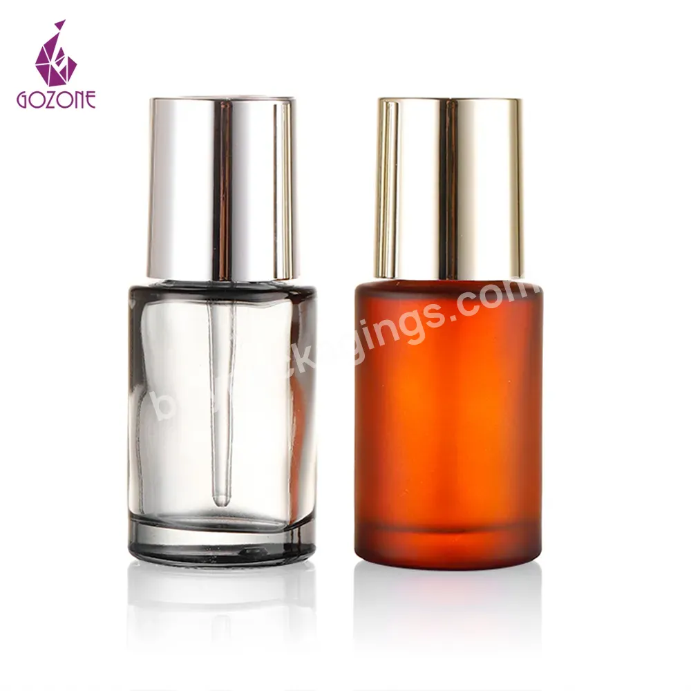 Frosted Amber Black Flat Shoulder Push Button Glass Dropper Bottles 30ml