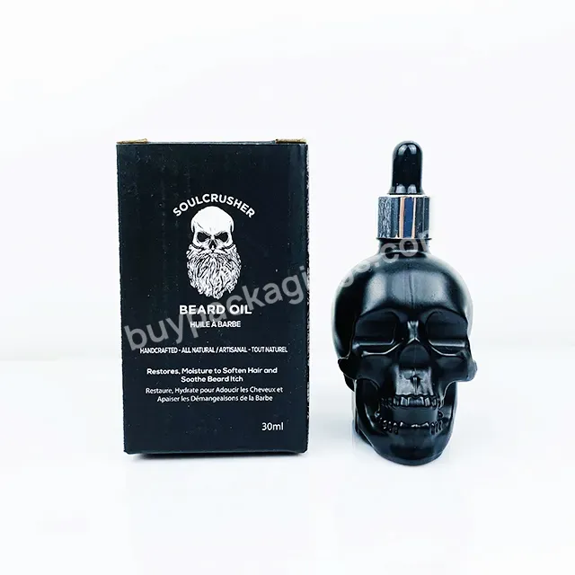 Frosted Black Shaped Skull Glass Dropper Bottle Spray Perfume Beard Oil Juice Liquid Cranium Glass Bottle