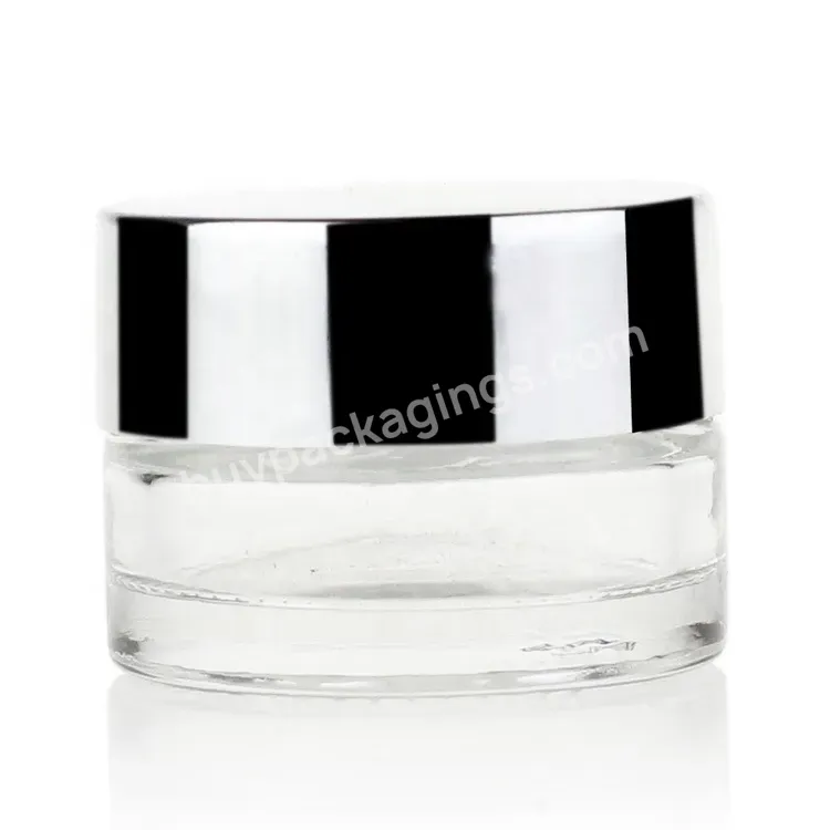 Frosted Clear Cosmetic Jar Glass Jar 5g 10g Eye Cream Jars Silver Screw Top Lids Facial Mini Bb Cream Skin Care Makeup Packaging