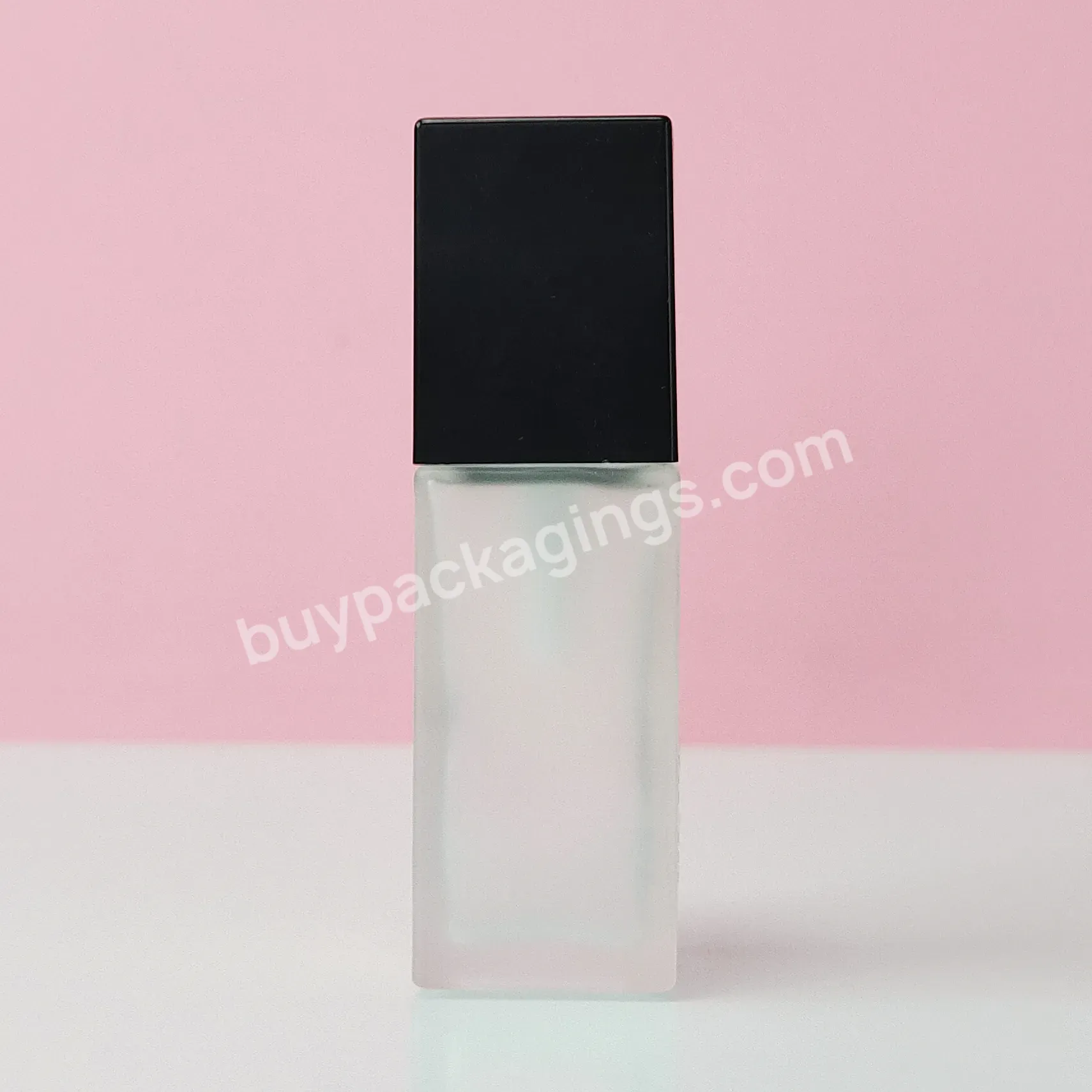 Frosted Clear Custom 1oz 30ml Essence Lotion Liquid Foundation Bottle Cream Pump Rectangular Bottle