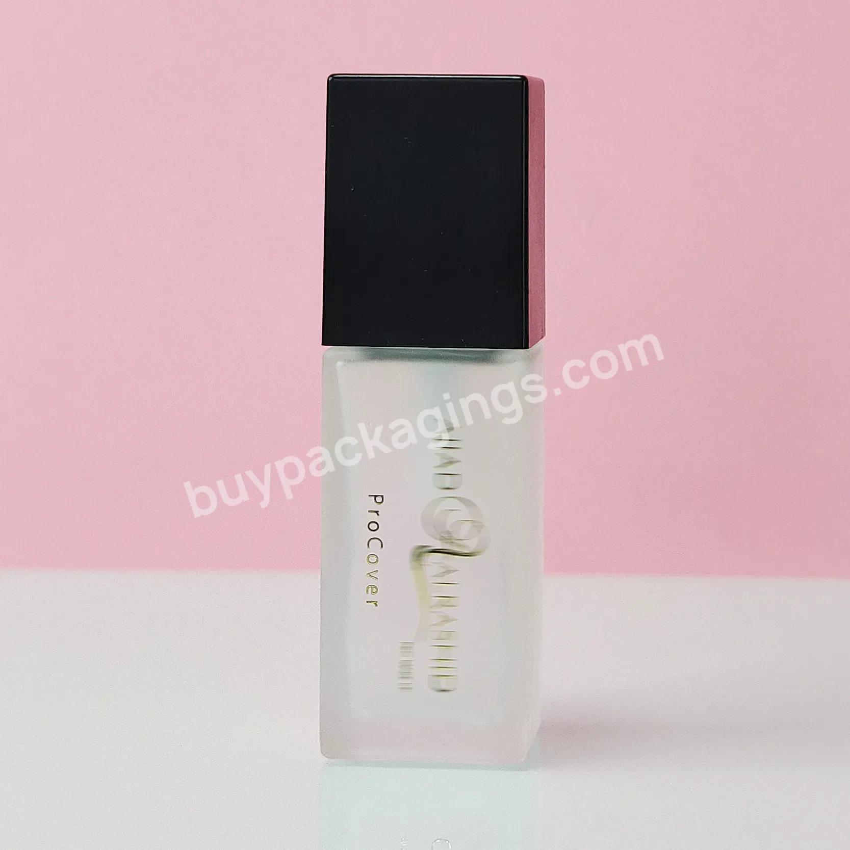 Frosted Clear Custom 1oz 30ml Essence Lotion Liquid Foundation Bottle Cream Pump Rectangular Bottle