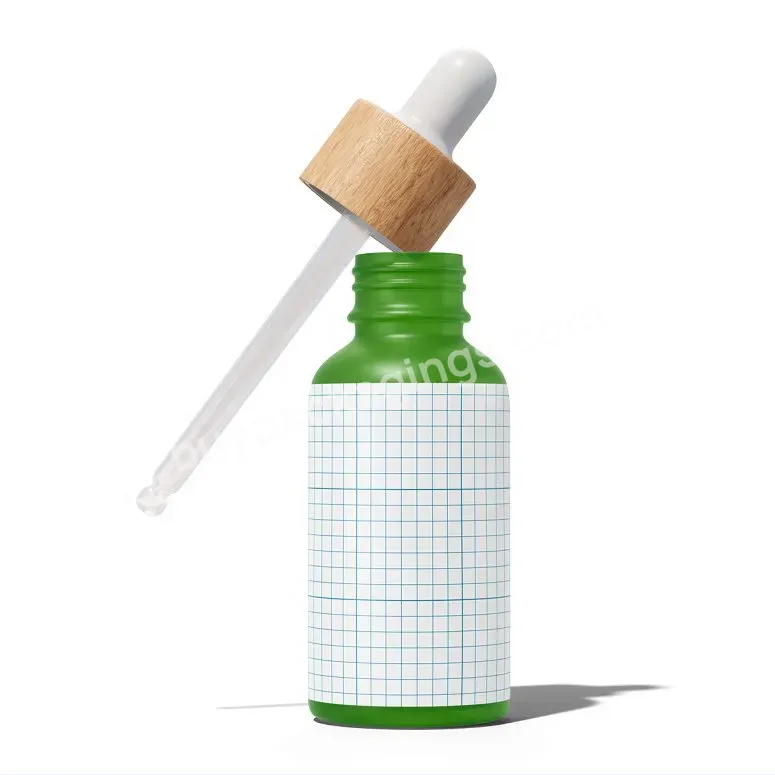 Frosted Cosmetic Custom Matte Green Glass Dropper Bottle For Serum Essential Oil Packaging