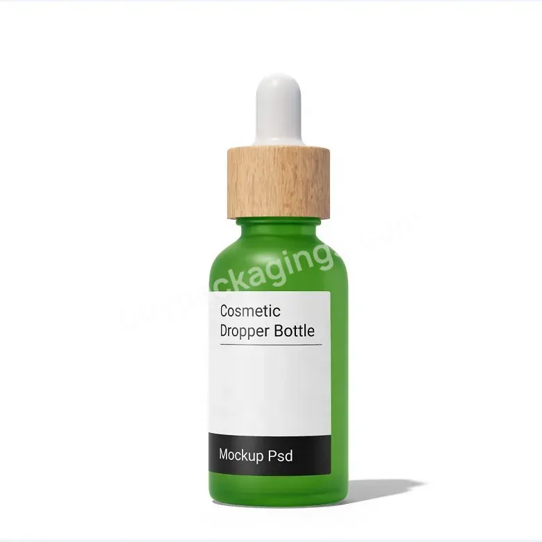 Frosted Cosmetic Custom Matte Green Glass Dropper Bottle For Serum Essential Oil Packaging