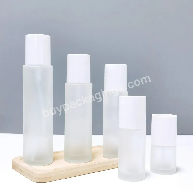 Frosted Glass Spray Bottle 20ml 30ml 40ml 100ml Cosmetic Glass Jar Frosted Lotion Pump Bottle For Toner Cream Packaging