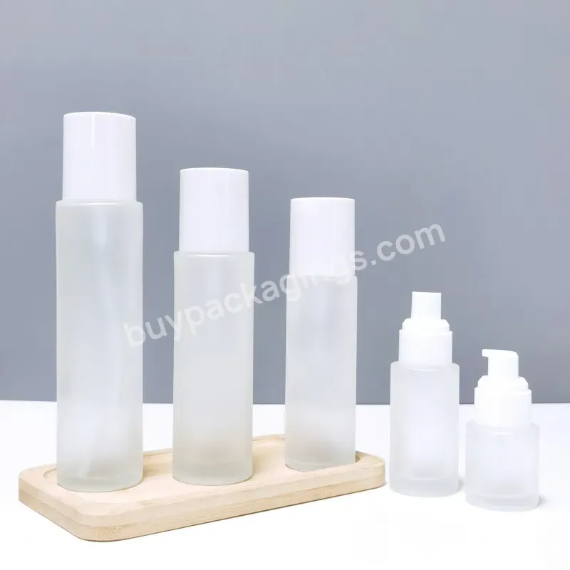 Frosted Glass Spray Bottle 20ml 30ml 40ml 100ml Cosmetic Glass Jar Frosted Lotion Pump Bottle For Toner Cream Packaging