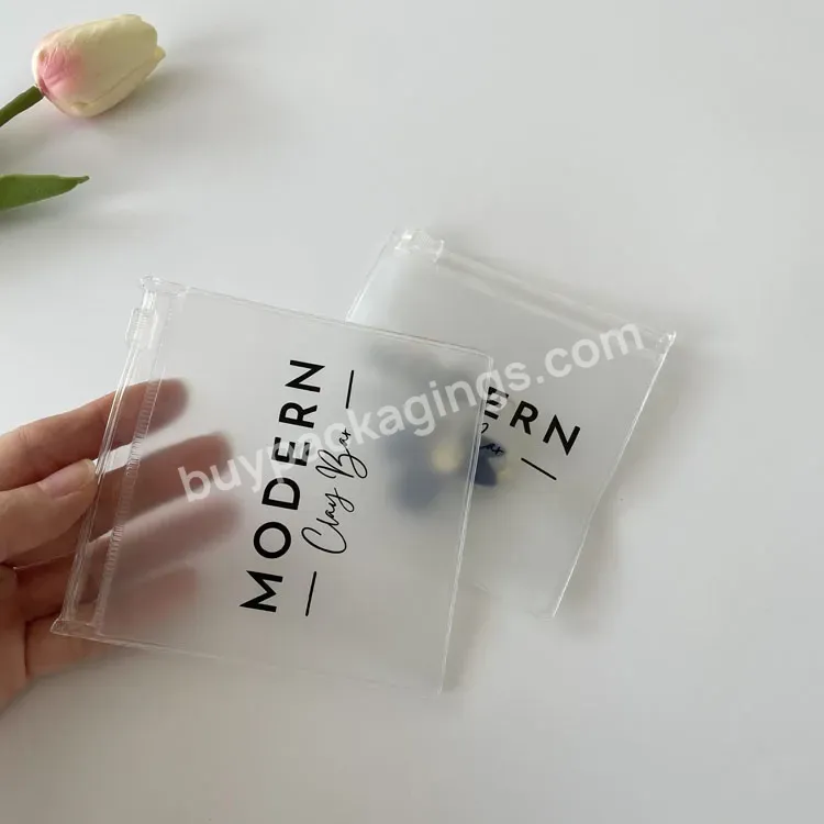 Frosted Jewelry Zipper Bag With Printing Custom Jewelry Cosmetics Packaging Zip Lock Bag With Clear Zipper