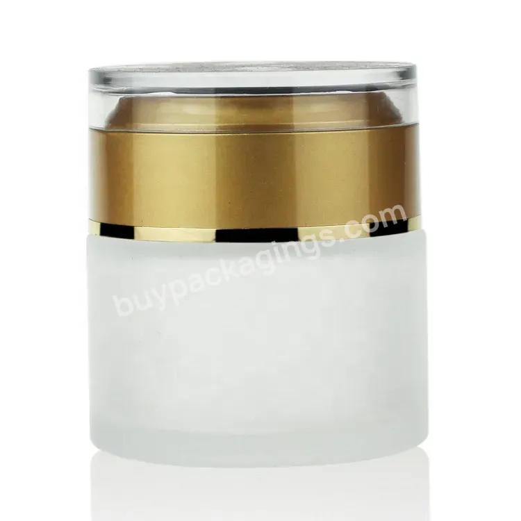 Frosted Luxury Cosmetic Jar Glass Jar For Acrylic Cosmetic Jar 50g With Gold Aluminum Cap