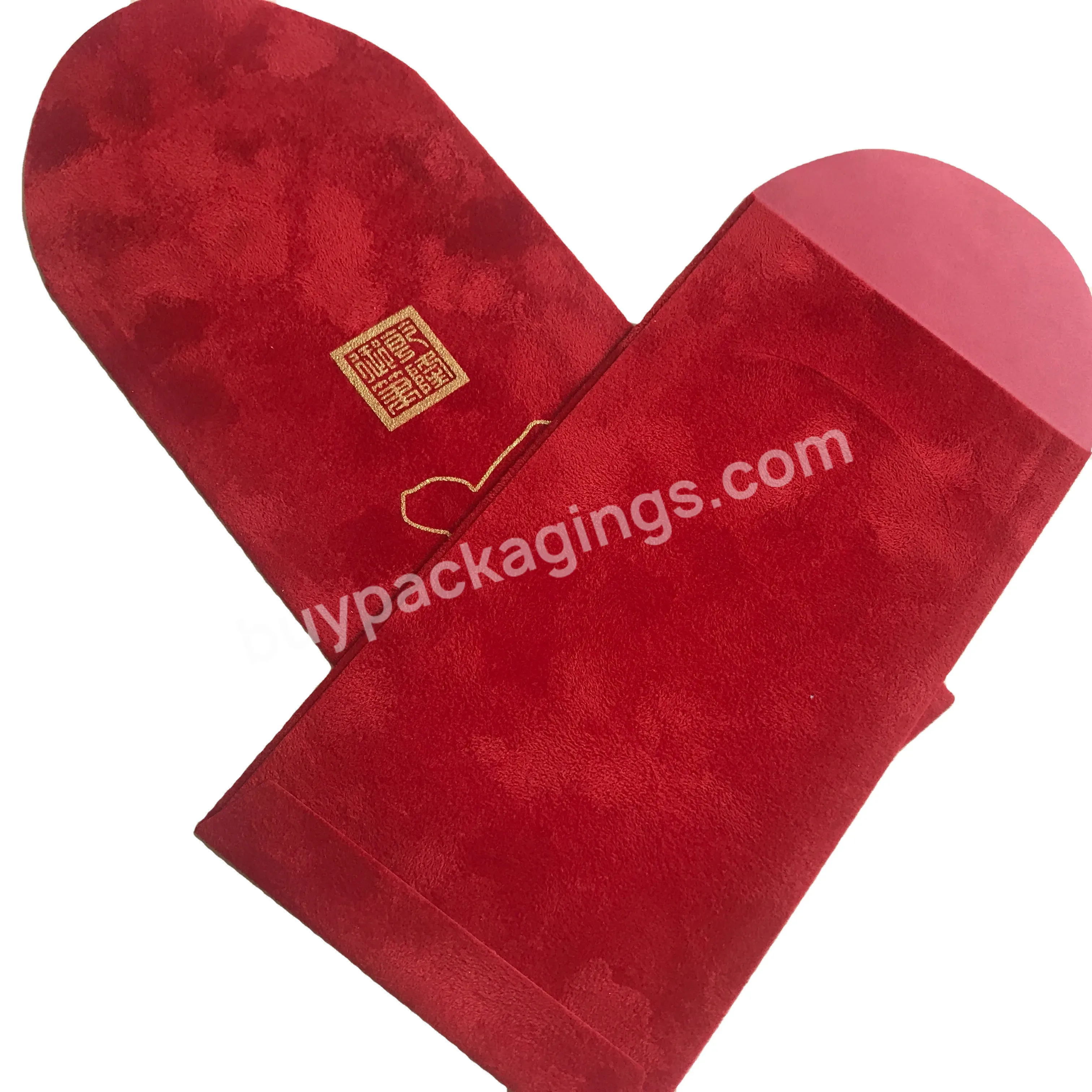 Frosted Matte Red Packet Promotional Custom Cheap Cardboard Wedding Gift Cash Envelopes Velvet Red Envelope