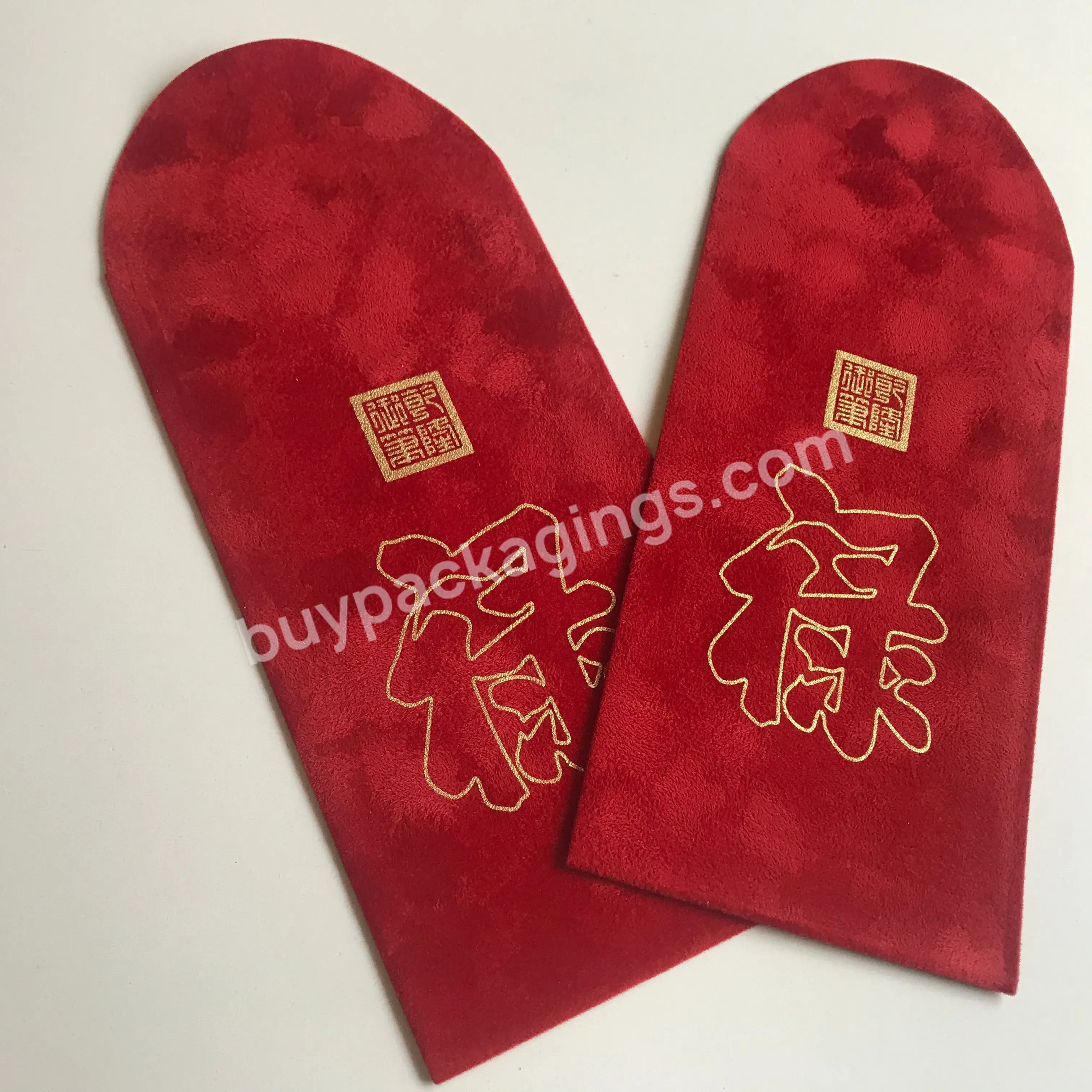 Frosted Matte Red Packet Promotional Custom Cheap Cardboard Wedding Gift Cash Envelopes Velvet Red Envelope