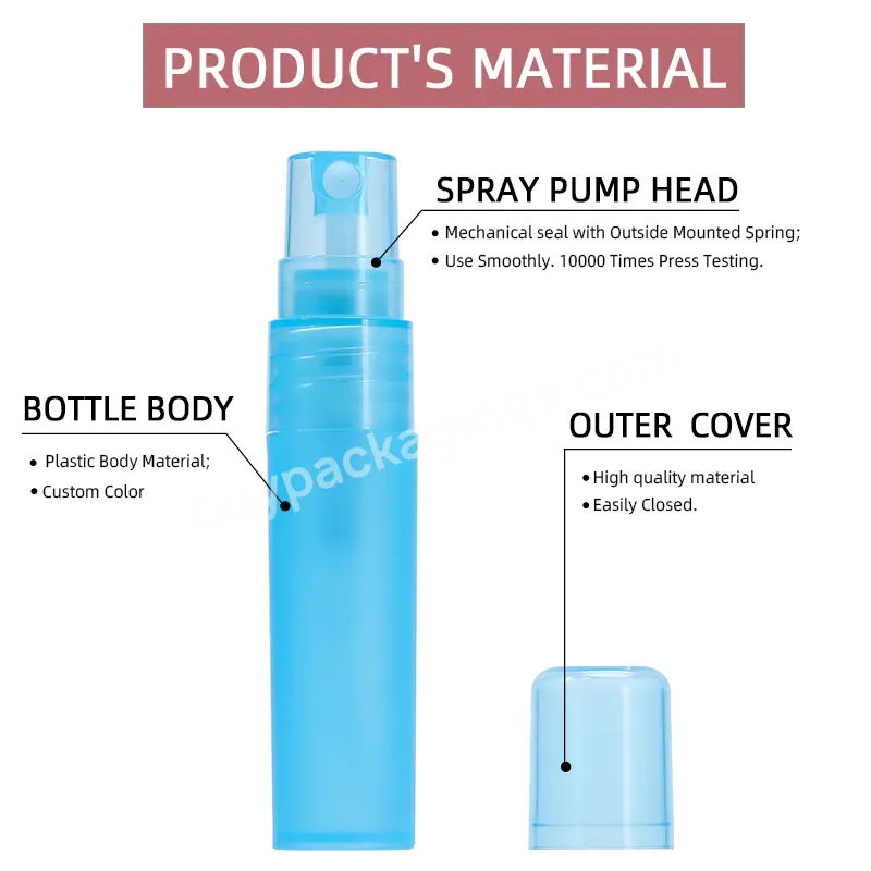 Frosted Plastic Mini Spray Bottle 5ml Purple Pink Blue White Pen Spray Bottle 10ml Support Customization