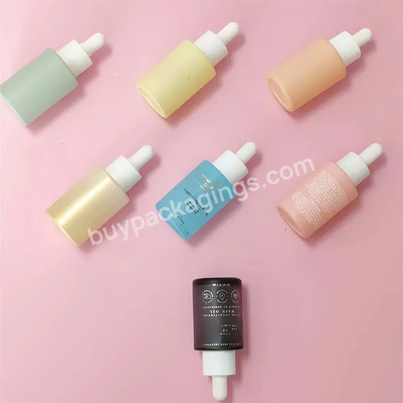 Frosted Solid Colorful Cosmetic Skincare Packaging Glass Essential Hair Facial Oil Dropper Bottles Glass 30ml Serum Bottle