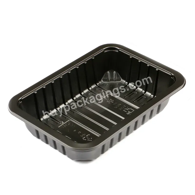 Frozen Fresh Food Black Pp Meat Tray Container For Supermarket Meat Packaging