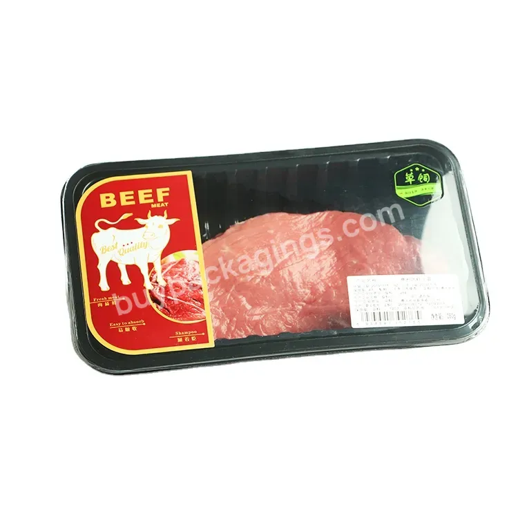 Frozen Fresh Food Black Pp Meat Tray Container For Supermarket Meat Packaging