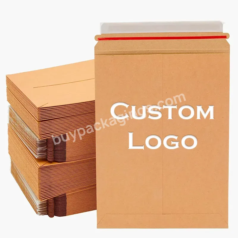 Fsc Rigid Stay Flat Cardboard Mailer Envelope Eoc Friendly Paper Mailer Envelope With Tear Stripe For Shipping Packaging